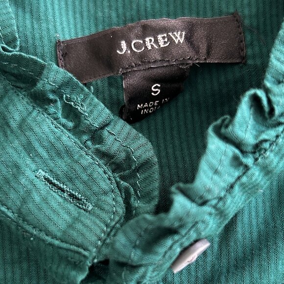 J Crew Ruffle-sleeve Blouse/Shirt/Top with Embroidered Eyelet Forest Green Small - Picture 4 of 8
